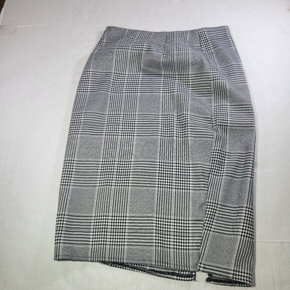 Parisian Petite Plaid Black & White Houndstooth Classic Pencil Skirt Size 6 - Picture 1 of 6